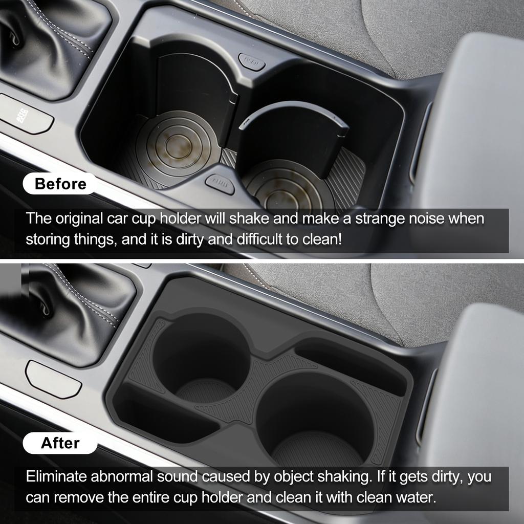LUCKEASY Left Drive for Kia K4 2025 Water Cup Holder Insert Car Cup Box Shock-Absorbing Silicone Organizer Tidying Accessories