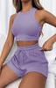 2026 New Summer Sleeveless Waffle Knit 2-Piece Set Women's Solid Color Vest Casual Short Outfit Breathable Comfortable Lounge Wear