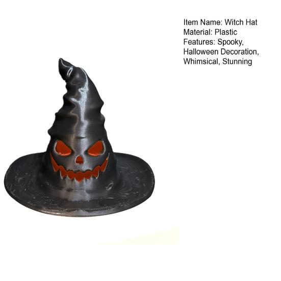 Halloween Witch Hat Tealight Holder Spooky Plastic Carved Witch Hat Candle Holder for Indoor Home Table Shelf Halloween Decor