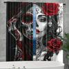 2pcs Gothic skeletons and red roses printed curtains   pole bag curtains   bedroom living room   home decoration   room decoration