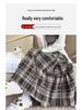 Vintage Plaid Wool A-line Skirt for Women - High Waist, Mid-Length, Autumn/Winter 2025 Collection
