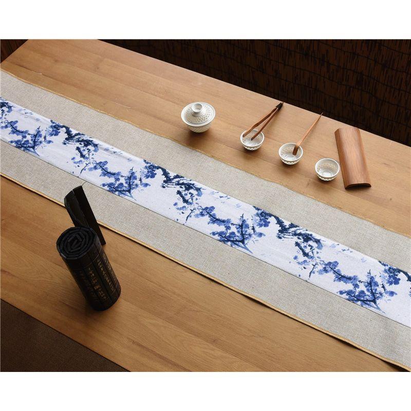 

Cloth Table Runner Tablecloth Diablement Fort Tea Mat Ethnic Style Chinese Zen Tea Towel Tea Mat Tea Ceremony Linen Tea Table Mat Mat Ink plum (light-colored base cloth) 30*80cm