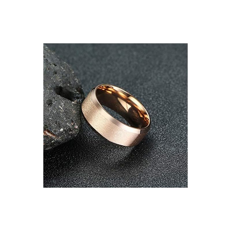 [Rockyu] jewelry brand Popularity ring pink gold men's Flat beating 8mm wide fashion titanium ring No. 18