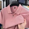 Men's Solid Color 100% Cotton Polo - Short-Sleeve, Summer Casual Lapel Top for Middle Age