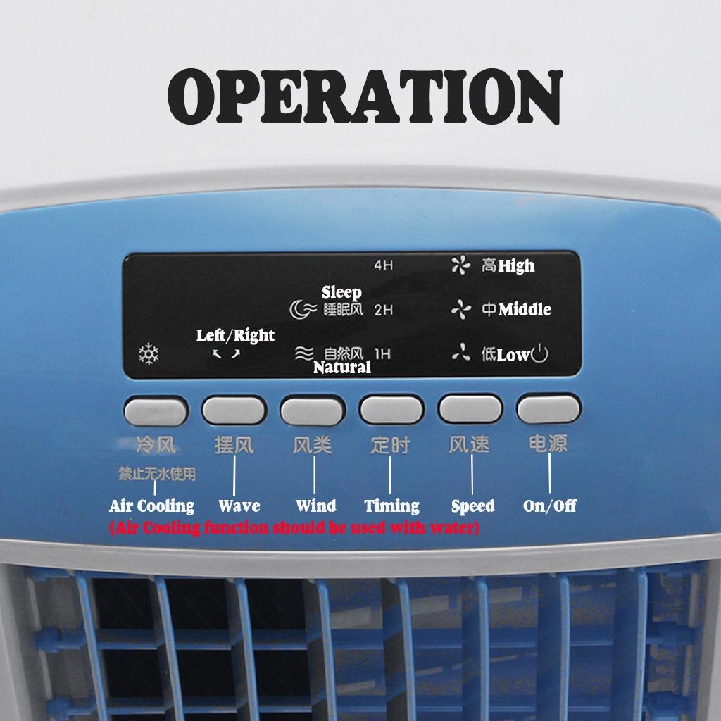 4L Multifunction Remote Control Air Conditioner Cooling Fan Timer Cooler Humidifier Purifier Adjust 3 Speed+4 Ice Crystal