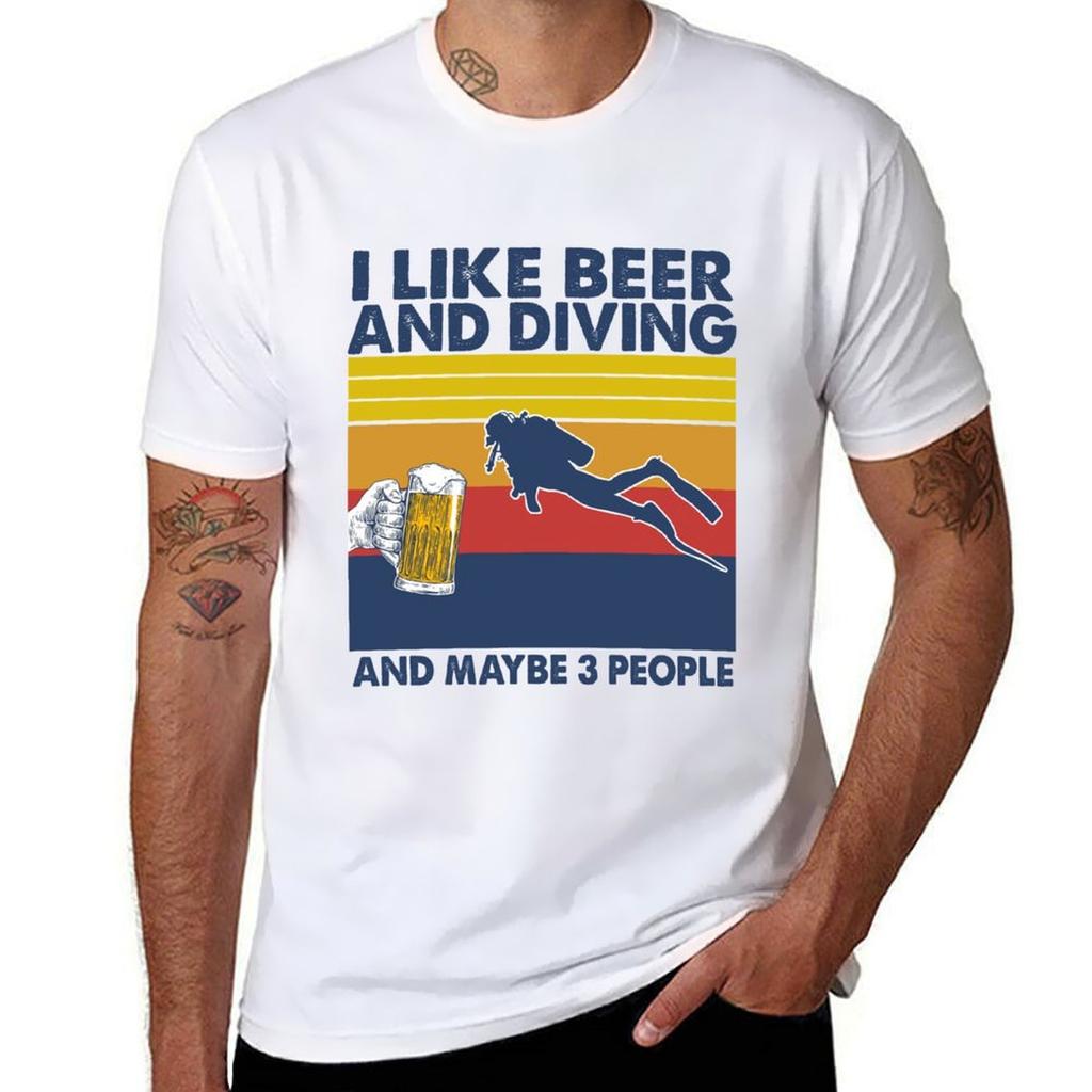 I Like Beer And Diving And Maybe 3 People Tshirt Breathable Mesh Panel Tshirt