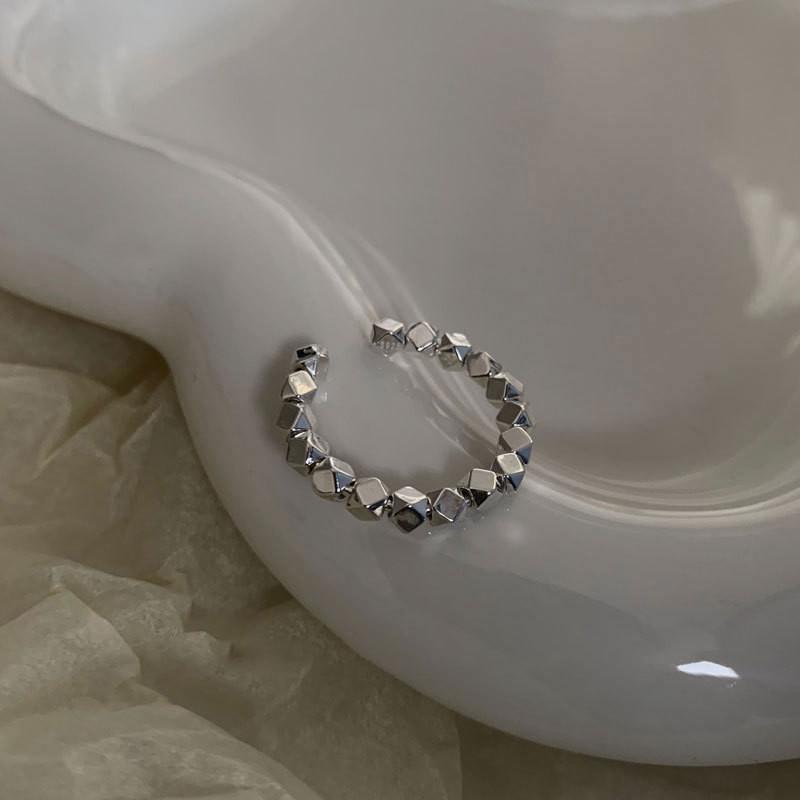 S925 Silver Stunning Geometric Open Adjustable Ring For Women With Elegant Smiley Design Face