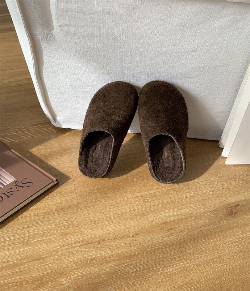 

Casual flat-bottomed one-pedal slippers autumn and winter Muller shoes comfortable bag head outer wear home fashion versatile warm 39