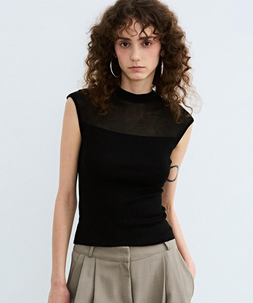 Nigaennikol Sheer Line Sleeveless_Black