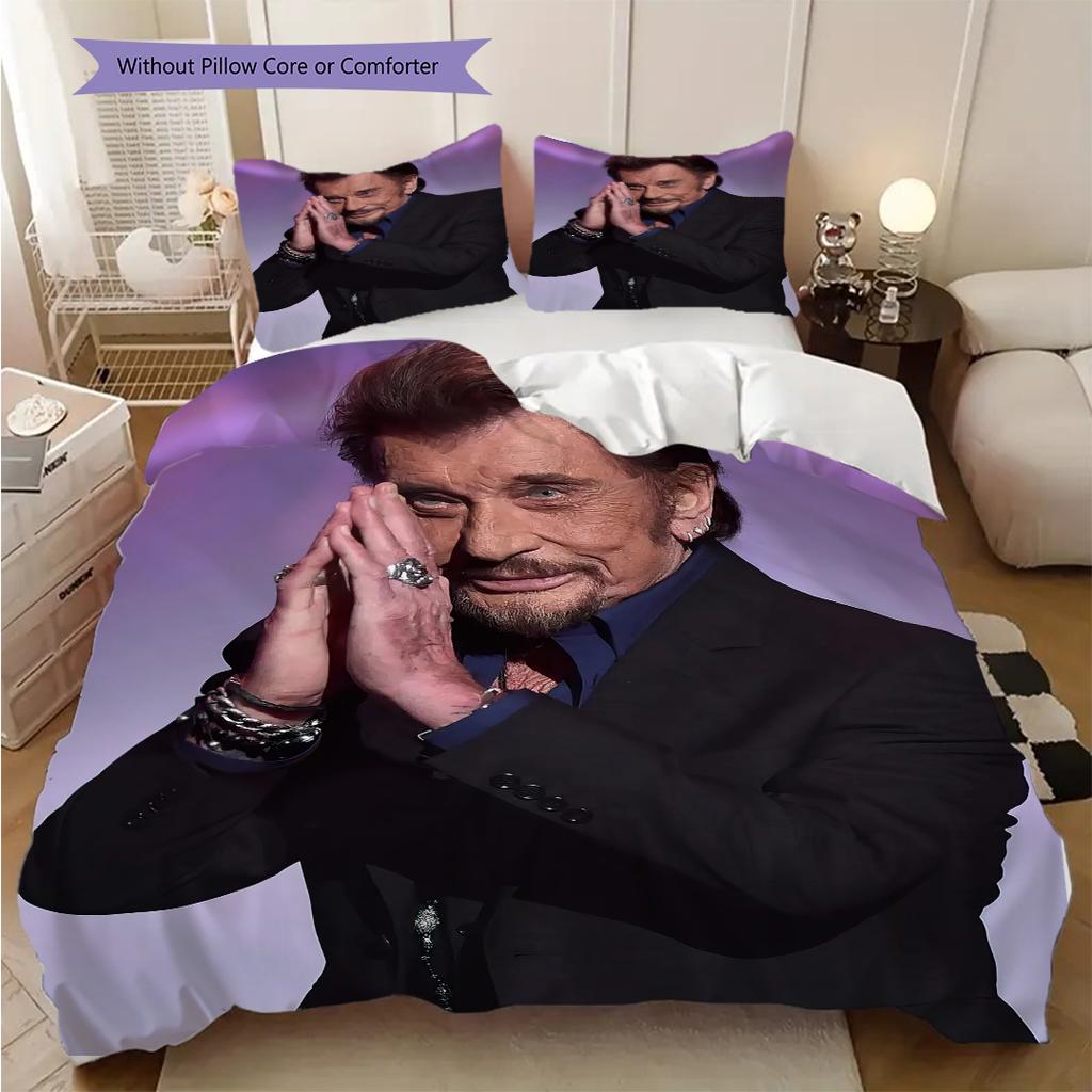 Musician and actor Johnny Hallyday bedding, duvet cover, pillowcase, home decoration, birthday gift (1 * duvet cover+2 * pillowcase, coreless)