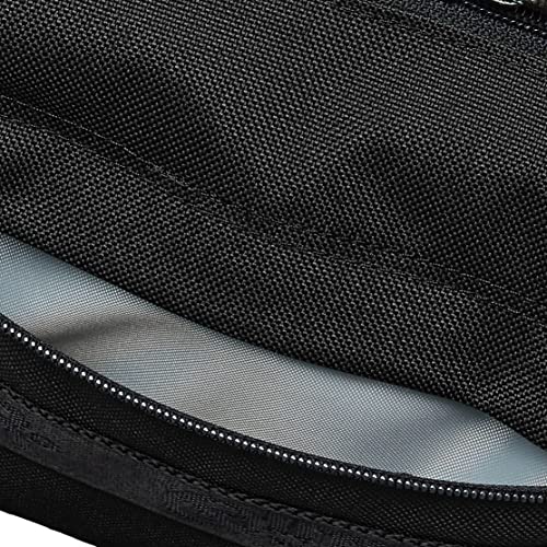 Bolsa Transversal Clássica com Fita de Logo em Nylon para Uso Externo, Mini Bolsa de Ombro/Média, Preta, Tamanho Único