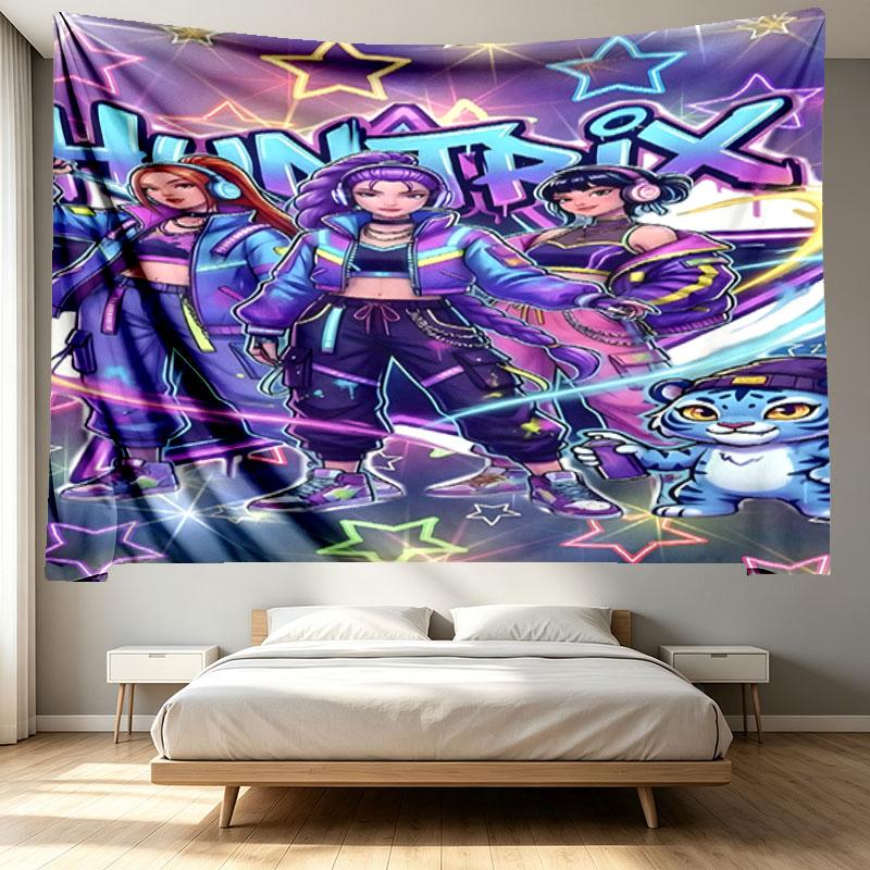 Arazzo Stampato Cacciatori di Demoni KPop - Tessuto Decorativo da Parete Portatile, per Casa, Dormitorio, Viaggio, Camera da Letto, Soggiorno - Regalo Ideale per Compleanno, Inaugurazione