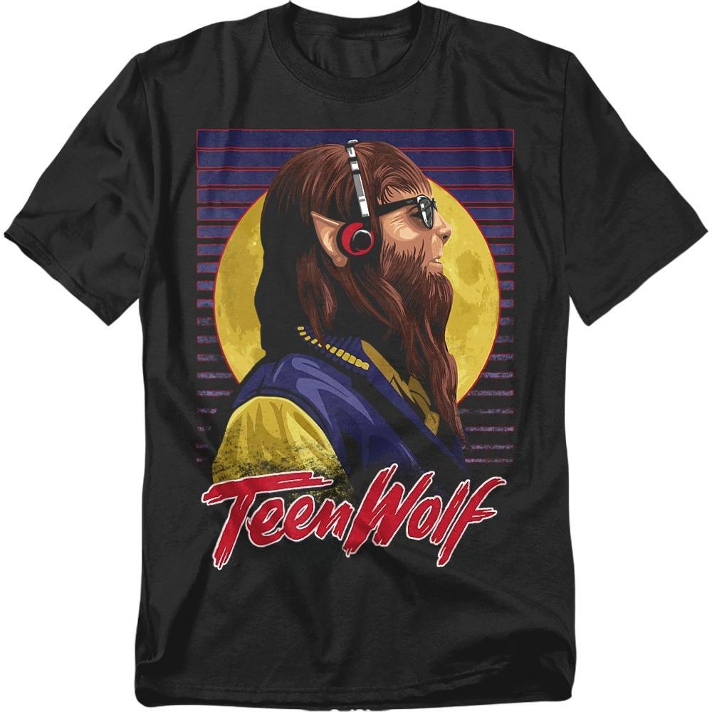 Teen Wolf Retro 80s Horror Comedy Movie Moon Silhouette Graphic T-Shirt Men Women Vintage Cotto