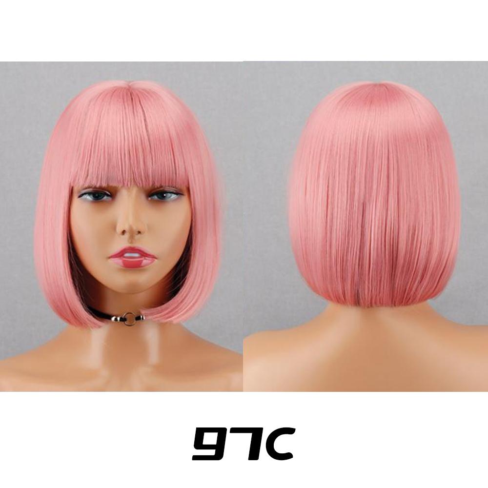 MISSQUEEN Synthetic Chic Bob Wig with Bangs Natural Straight Black Hair Elegant Shoulder-Length Cut Perfect For Women’s Fashion Accessories