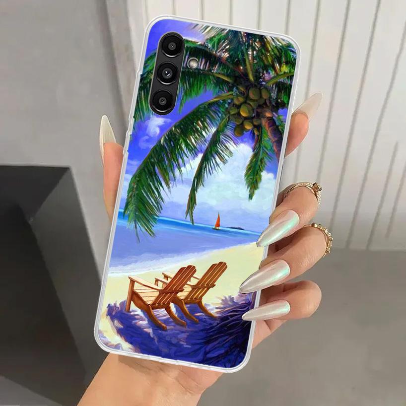 Summer Beach Sunset Sea Palm Tree Phone Case for Samsung Galaxy A16 A26 A36 A56 A15 A25 A35 A55 A14 A24 A34 A54 A13 A23 A33 A53