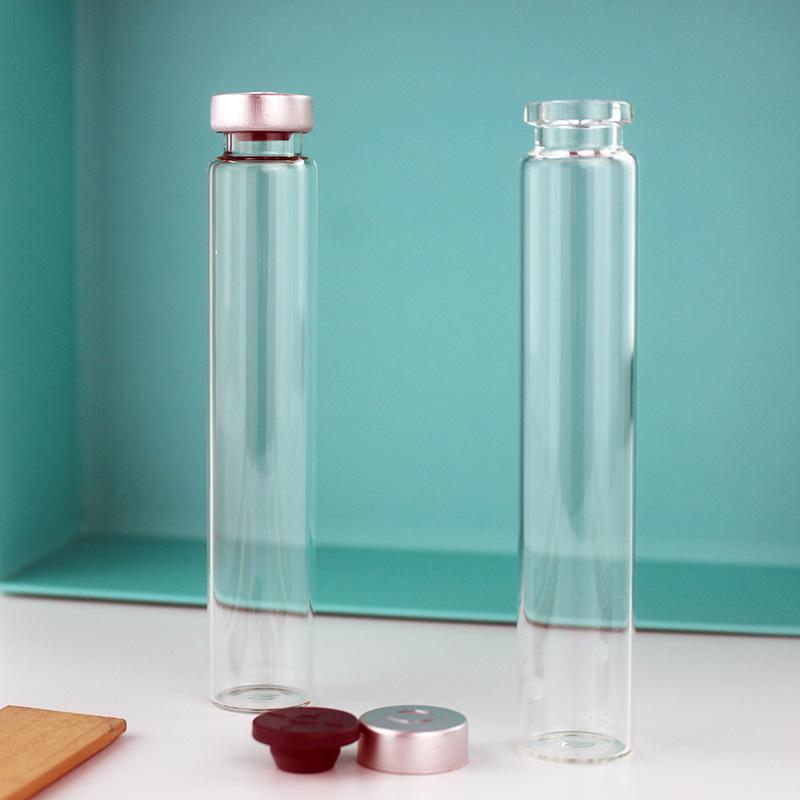 

Скляна пляшка для реагентів з алюмінієвою кришкою та гумовою прокладкою для лабораторного використання 30ML 22*120MM