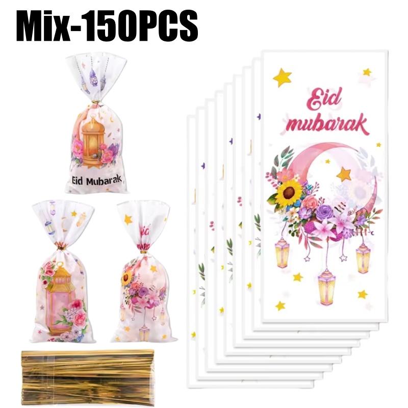 50PCS/Bag Ramadan Cookie Bags with Strap Candy Baking Packaging Bag Eid Mubarak Gift Party Supplies Bonbons Verpakking