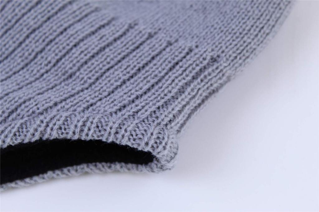 Conetail Winter Knit Hat with for Outdoor and Cold Weather Light Gray Men's Earflaps, Warm, Fleece-Lined, Skiing,