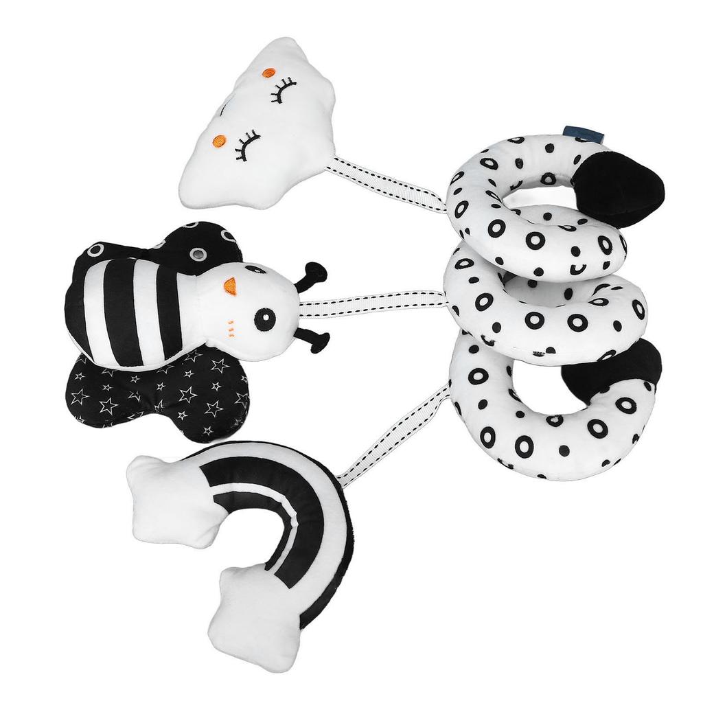 Baby Cute Cartoon Animal Spiral Plush Toy Newborn Black White Car Seat Stroller Hanging Rattles Toy Type 1