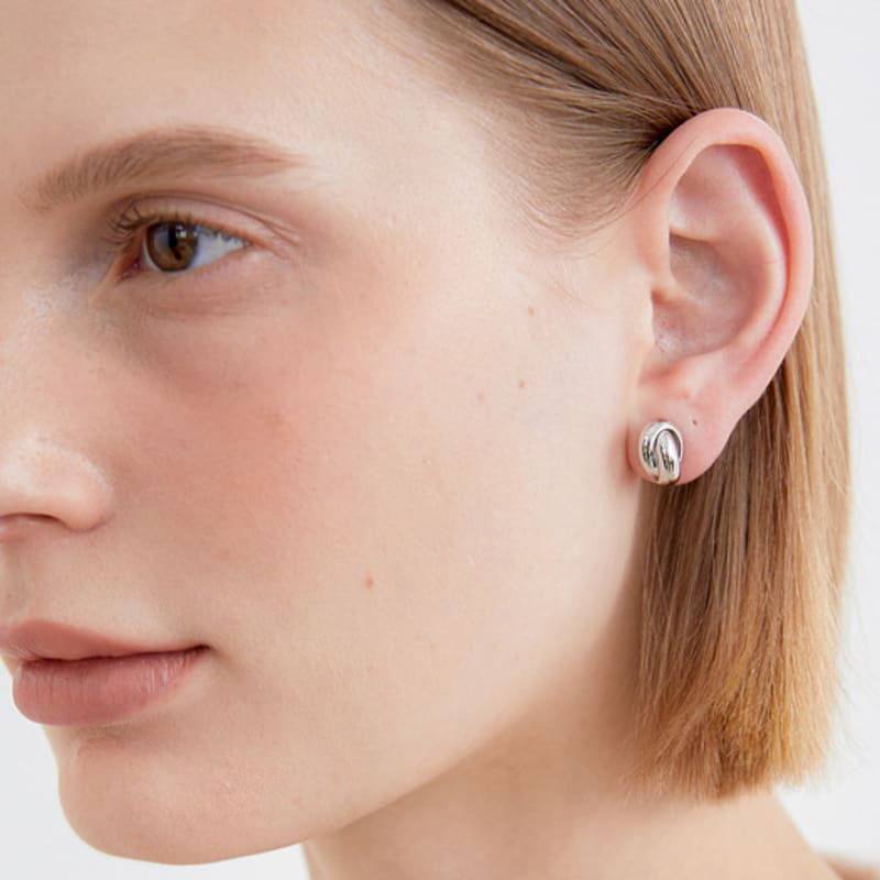 

halden cross ring simple earrings (E043_silver) silver