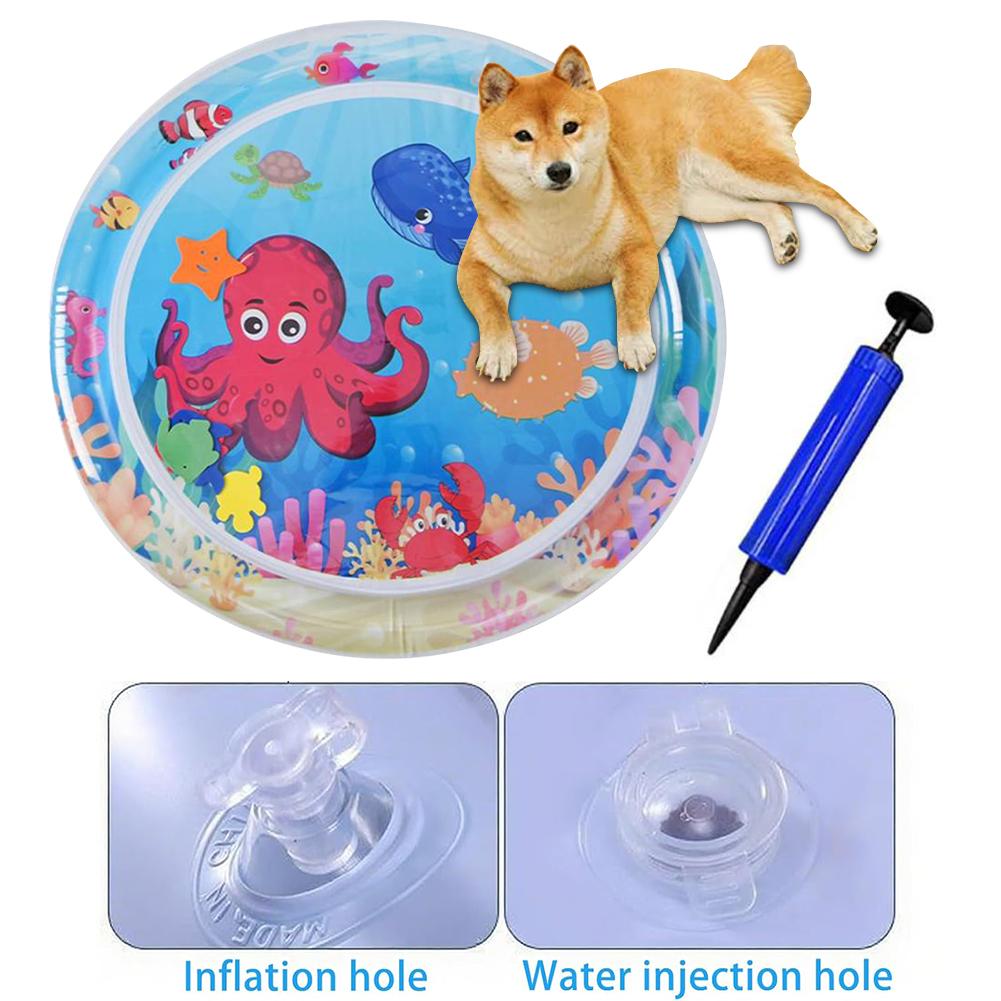 Interactive Sensory Play Mat with Air Pump Summer Cooling Pad Cat Water Bed Playmat for Indoor Cats