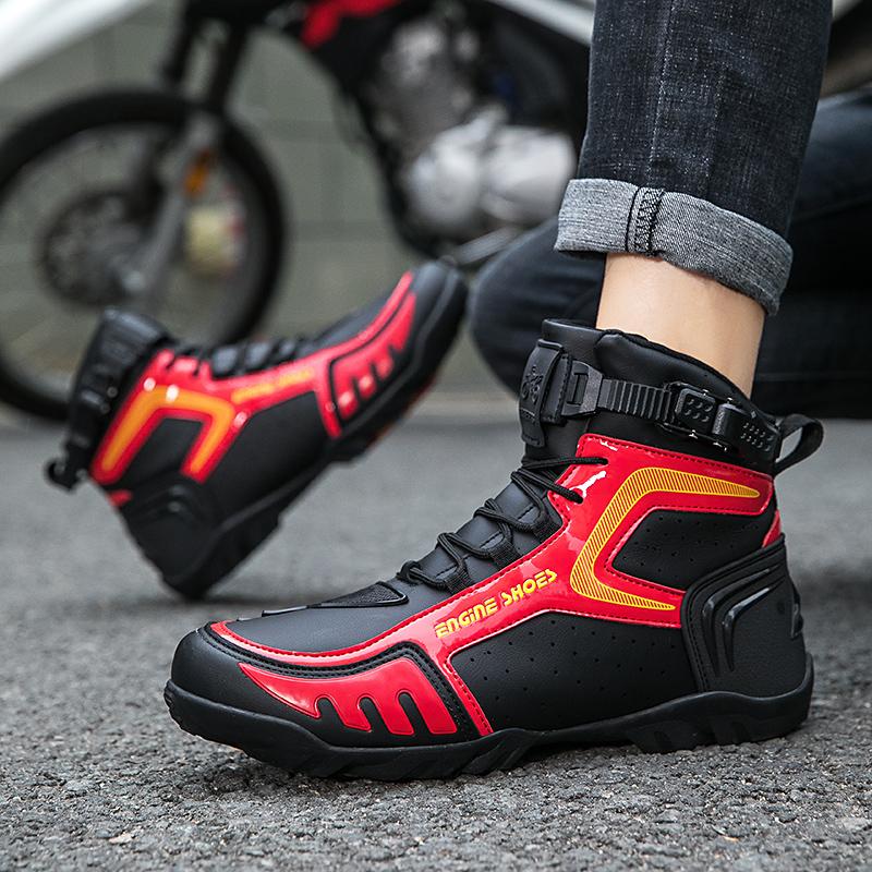 Unisex Motorcycle Boots Large Size Anti-Slip Anti-Collision Protective Riding Sports Shoes for Men Outdoor