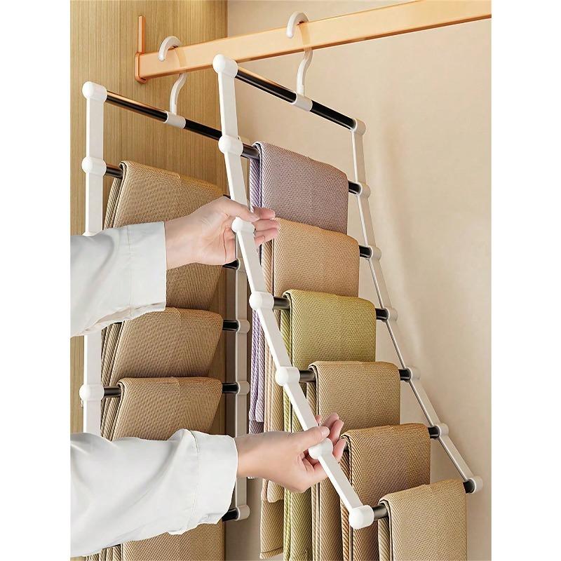 Multi-Tier Pants Rack, Multi-Functional Non-Slip Ladder Design, Can Hang Scarves, Jeans, Pants, Ties, Bedsheets Etc