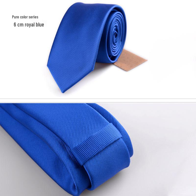 Czarny krawat męski formalny 6 cm w stylu koreańskim - Modny casualowy jednolity kolor poliester jedwab świąteczny biały krawat