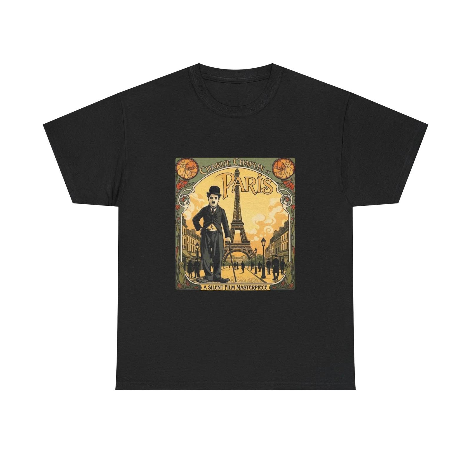 Vintage Charlie Chaplin Paris Graphic Tee, Travel Shirt, Parisian Style T-Shirt 4XL