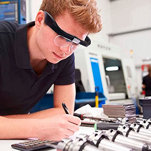 Meichoon Head-Mounted Magnifying Glasses, USB Rechargeable, with 2 LED Lights, 1.5X, 2.5X, 3.5X, 5X Adjustable Lenses, 4 Lenses for Close Work