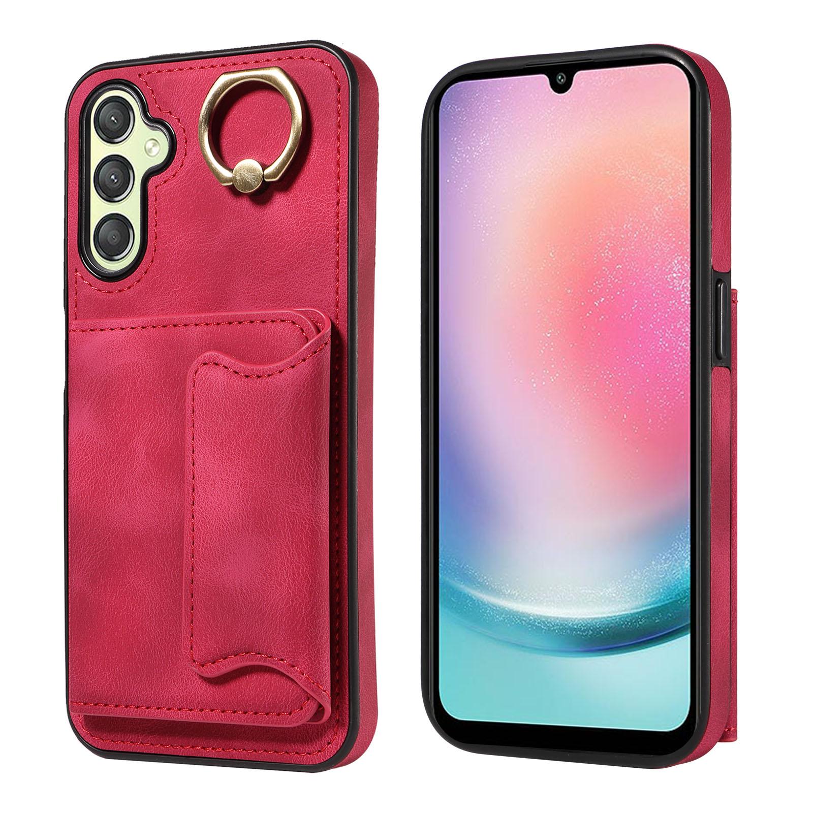 

Для Samsung Galaxy A24 4G Чехол с кольцом-подставкой и слотами для карт Samsung Galaxy A24 4G красный