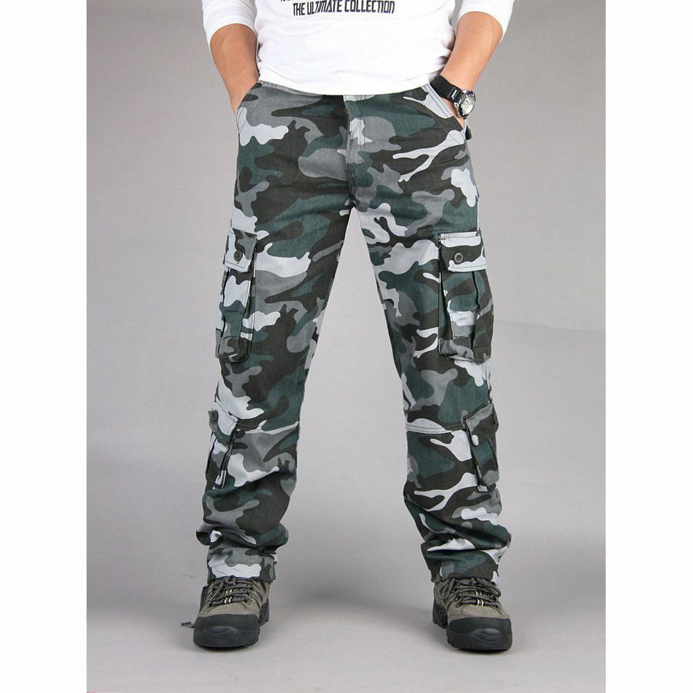 Men's Camouflage Overalls Cotton Multi Pocket Trousers Sports Casual Work Pants