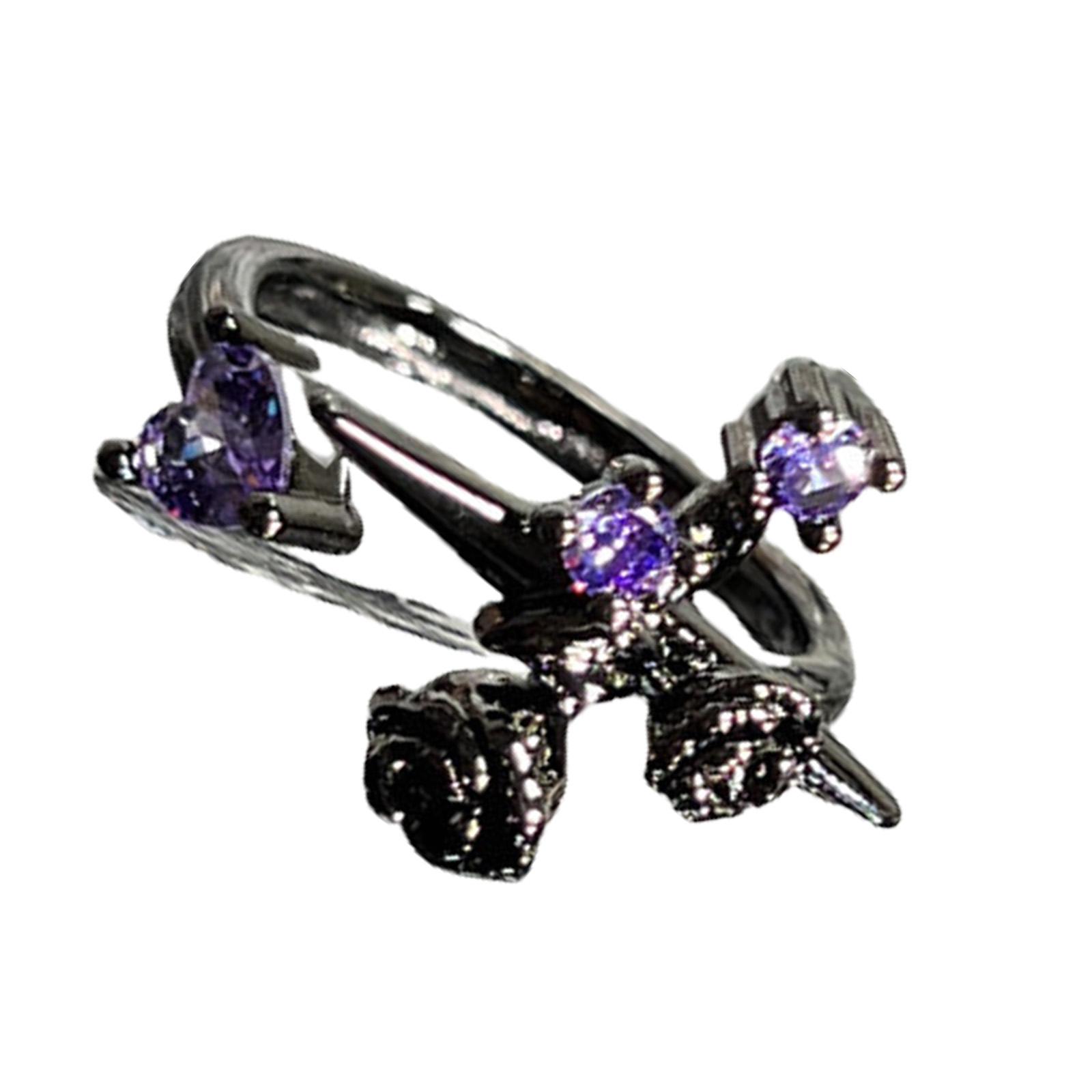 

Unique Crosses And Floral Designs Adjustable Rings In Sterling Alloy With Lavender Crystals Accent 1