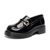 Warrior Loafers Synthetic Leather British Style Fashion Versatile Casual Flats 4.5Cm Women flats Black WXP(WZ)-221001