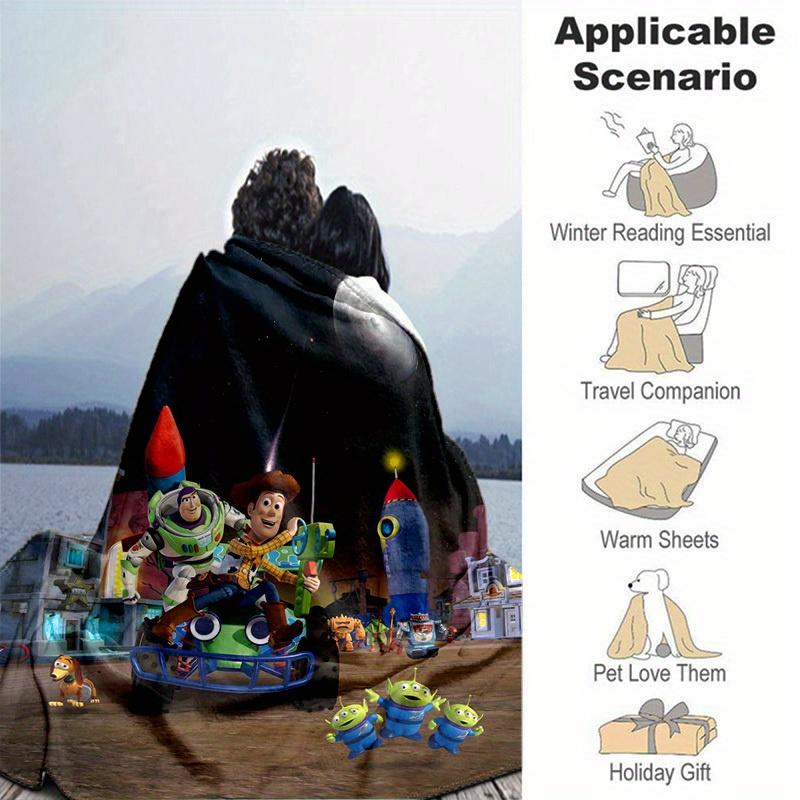 1pc Cartoon Space Adventure Blanket, Seasonal Universal, Home Decoration, Throw Blanket, Soft Flannel Throw Blanket, Versatile & Cozy for Be