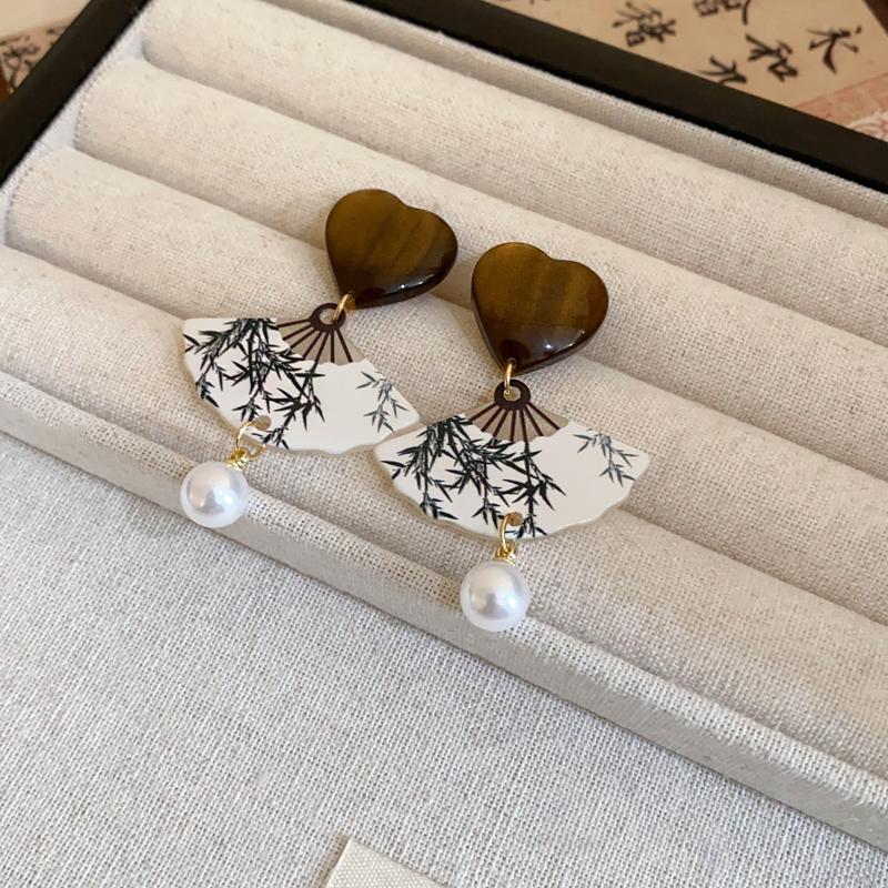 Neo-chinese Style Bamboo Joint Flower Earrings Imitation Pearl Fringe Earring New National Tide Personality  Earrings for Women