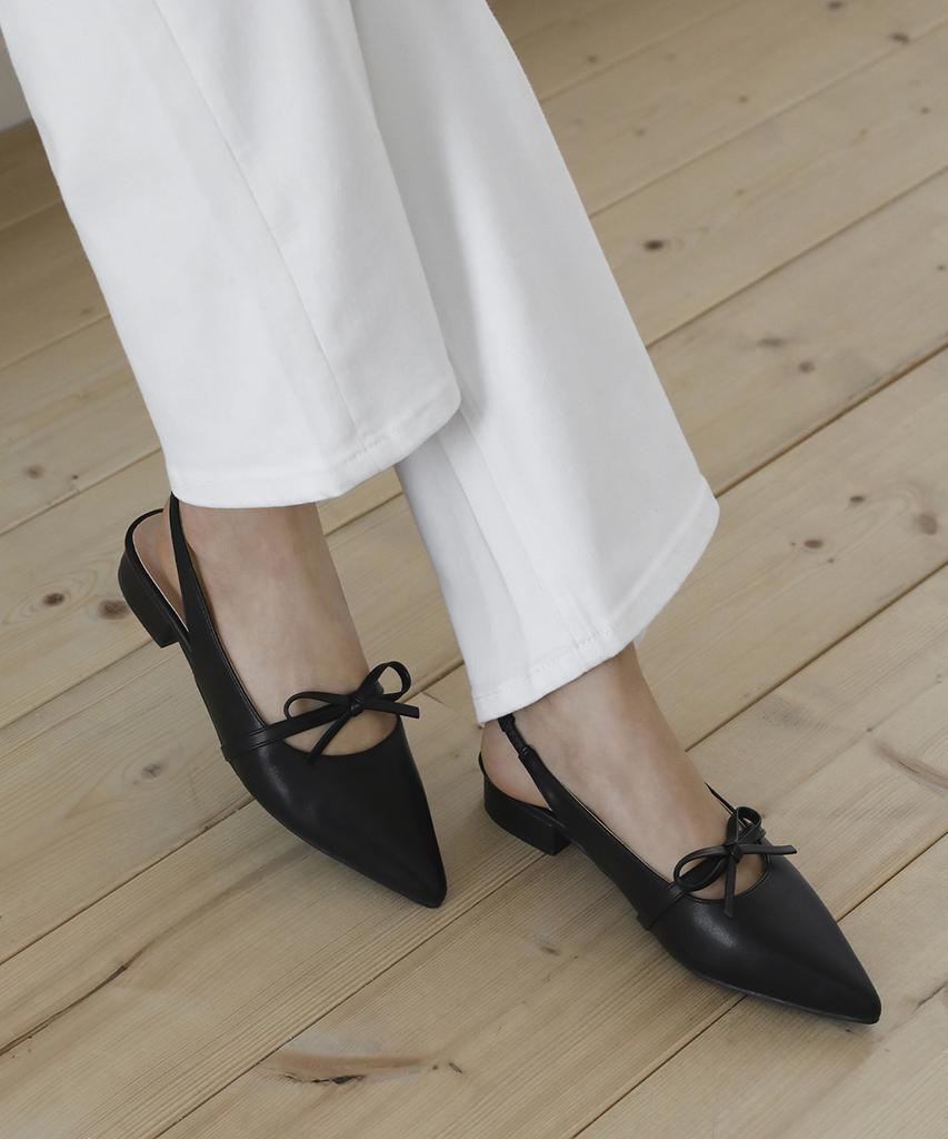 Sappun Mier Ribbon Slingback Flat Shoes (2.5Cm)