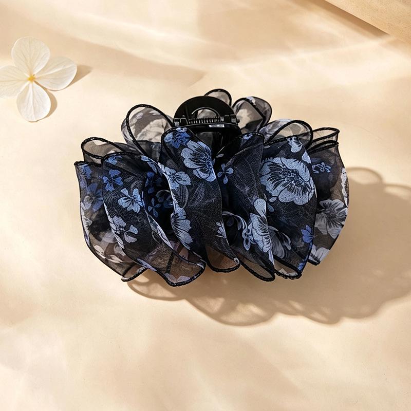 Chiffon-Blasen-Haarklammer im koreanischen Stil - Modeaccessoire für Frühling/Sommer schwarz