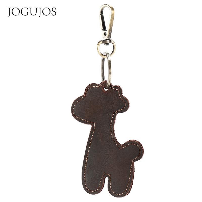 

Leather keychain car key Crazy horse leather creative deer pendant first layer cowhide decoration