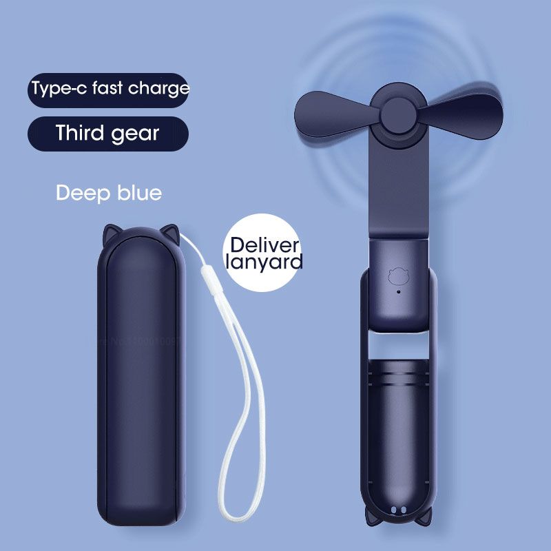 2000mAh Summer Mini Handheld Fans Portable Pocket Folding Electric Fan For Student Dormitory Office Rechargeable Fan