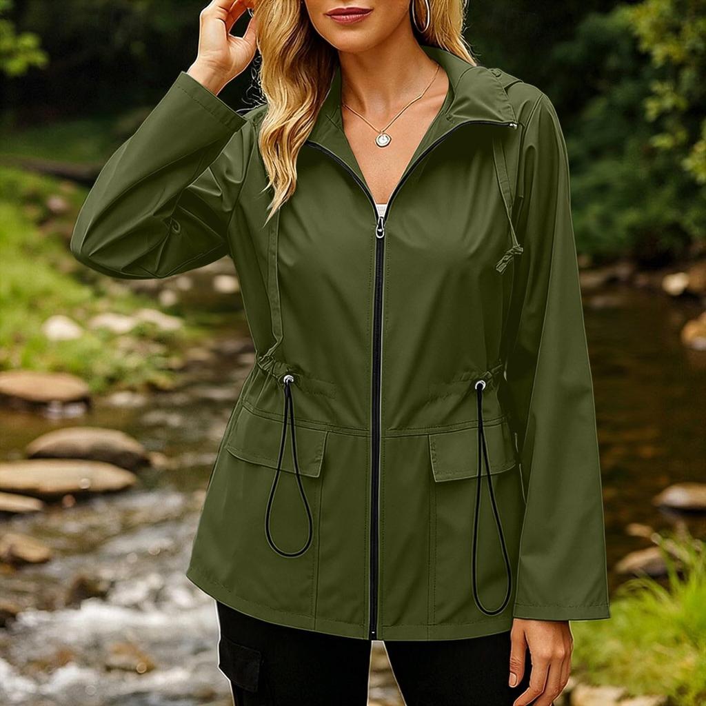 Women's Windbreaker Jacket with Zipper for Outdoor Hiking and Travel