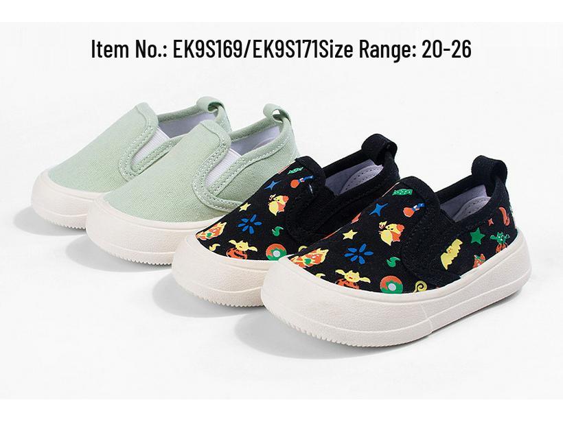 Kids' Cartoon Print Elastic Canvas Slip-On Shoes, Lightweight Soft Sole for Boys and Girls, Spring/Autumn Toddler Sneakers.