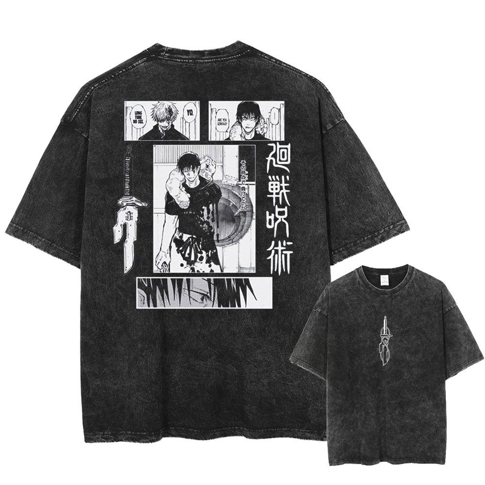 Anime Jujutsu Kaisen Fushiguro Toji Cool Print T Shirt Men Women Manga T-shirts Washed Cotton Tee Harajuku Oversized Tshirt