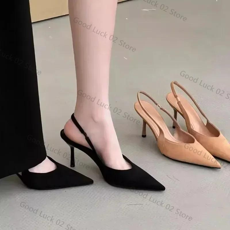 Fashion 2025 Ladies Shoes Slingbacks Women's High Heels Fashion Dress Pumps Women Shallow Pointed Toe Thin Heel Slip on Women's Sandals