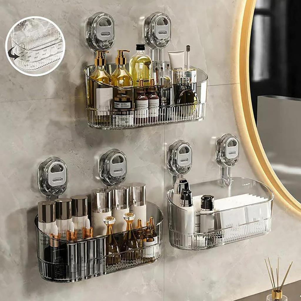 Badezimmer-Aufbewahrungsbox mit Saugnapf ohne Bohren, große Kapazität und starke Tragfähigkeit