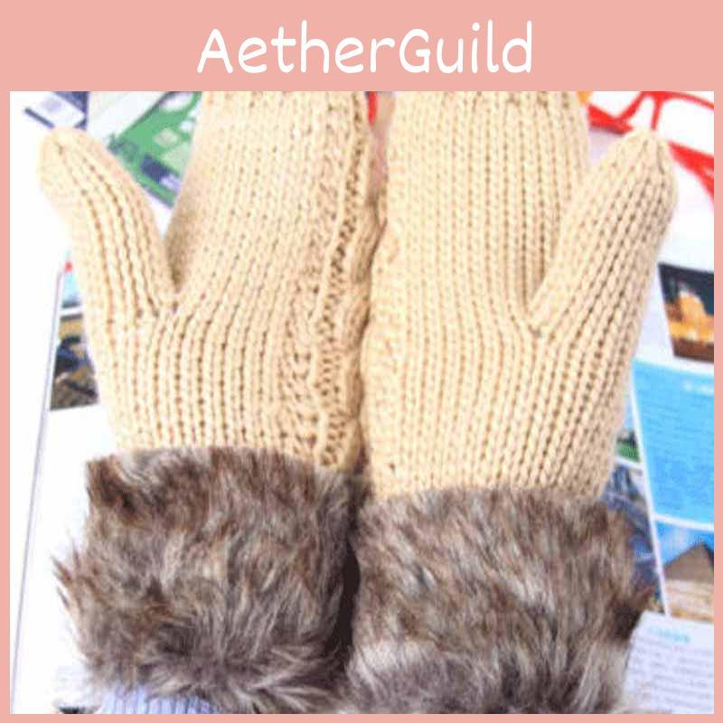 Damen Mädchen Warme Cartoon-Handschuhe Niedliche Gestrickte Winterfäustlinge mit Kuscheligem Komfort