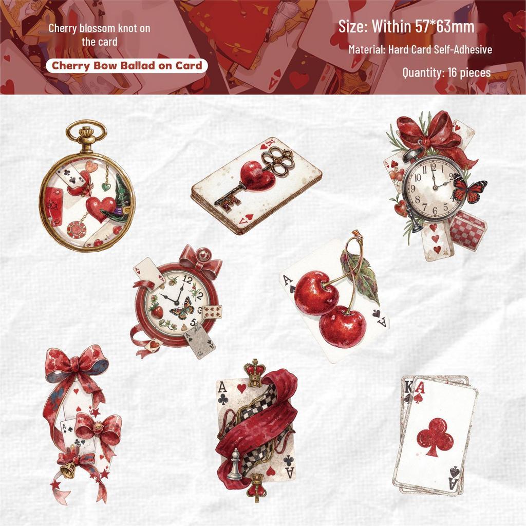 RetroStory Vintage Playing Cards Sticker Pack - 16 Sheets, 6 Styles for Journaling and DIY Decorations.
