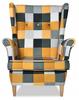 ARI PRINT Wing Chair with Footrest Scandinavian Family Furniture Checkered