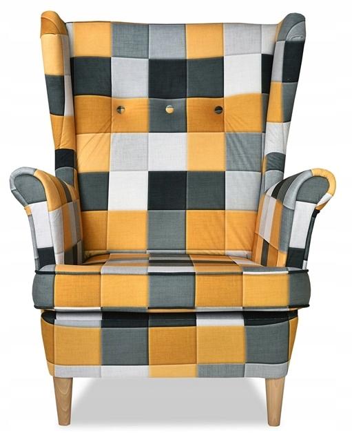 ARI PRINT Wing Chair with Footrest Scandinavian Family Furniture Checkered