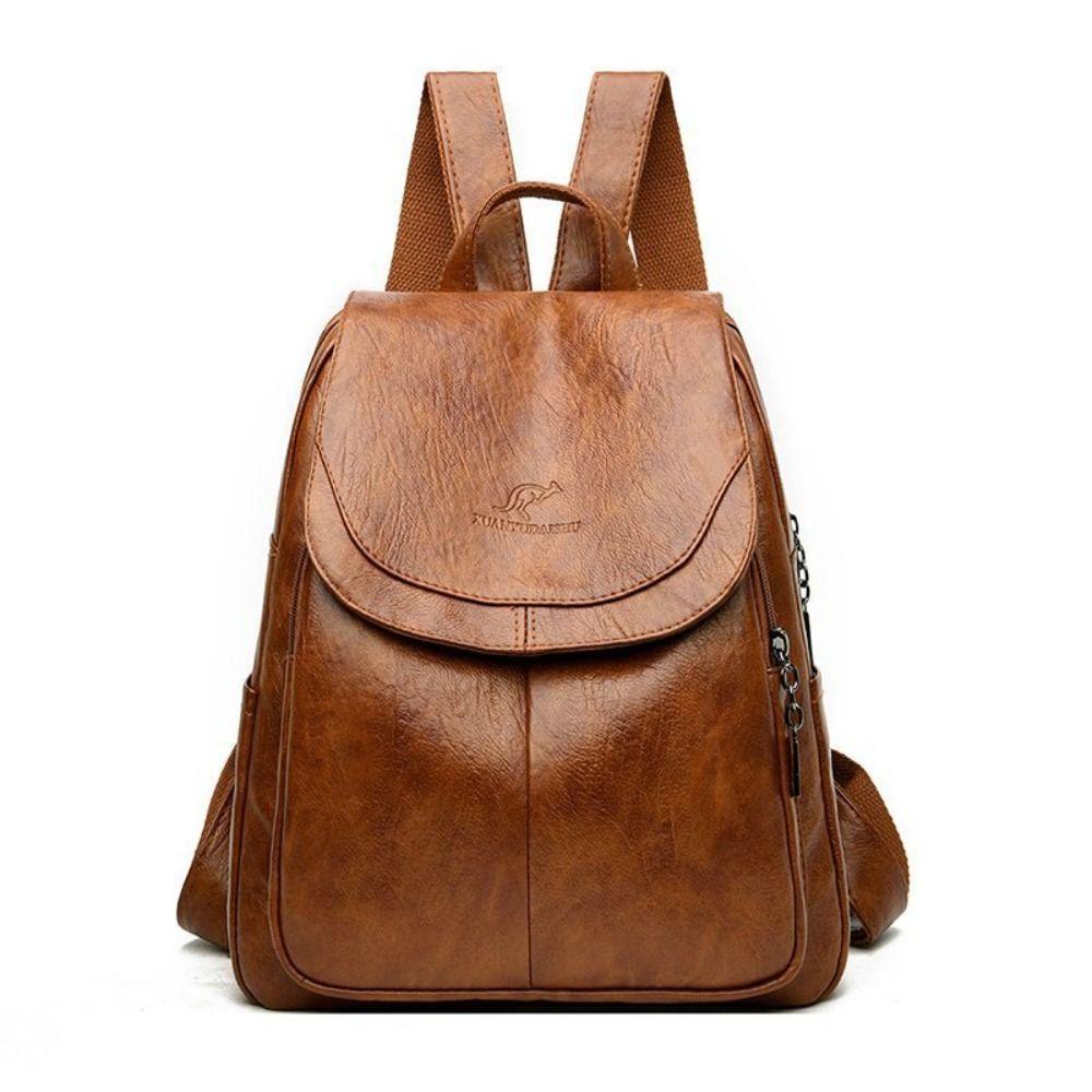 Back Pack PU Leather Backpack Large Capacity Luxury Schoolbag Fashion Knapsack for Children коричневый 10700₽